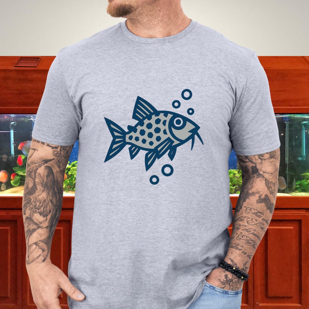 Corydoras Julii Shirt – Bold Blue & Grey Geometric Style-T-Shirt-Fish & Friends Tees