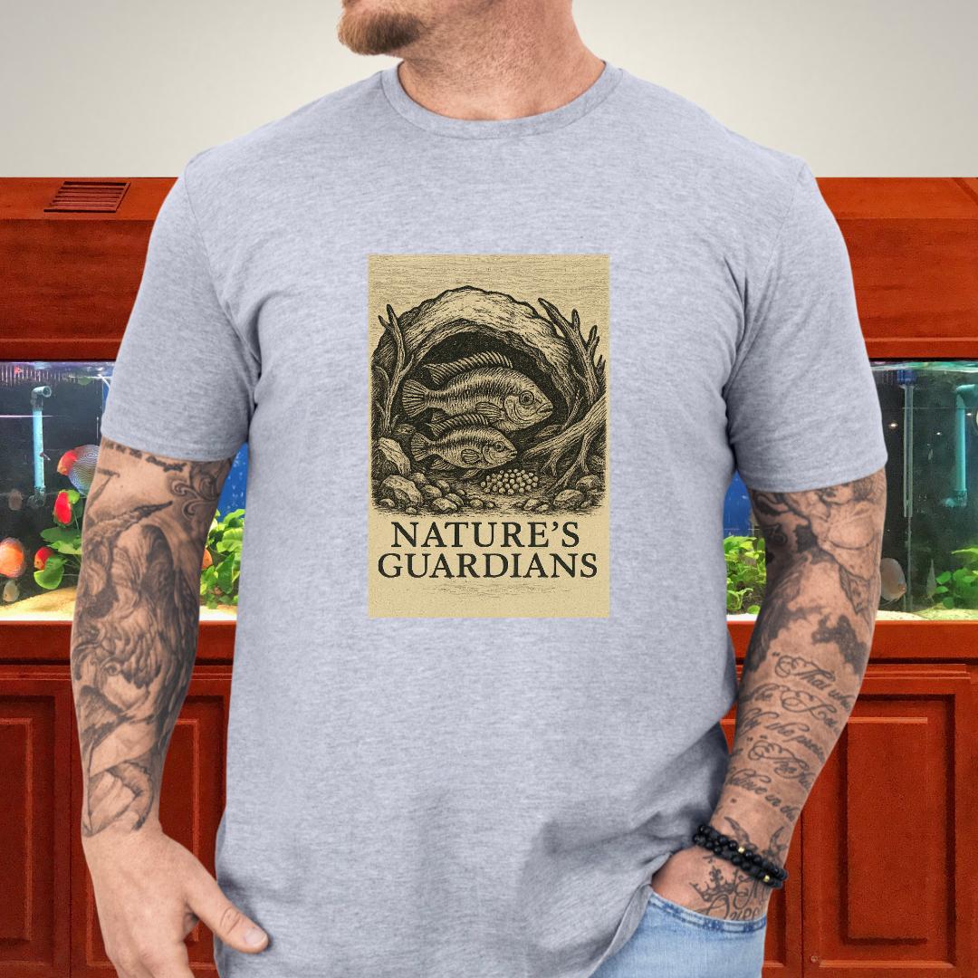 Nature’s Guardians Tee – Kribensis Pair Woodcut Illustration-T-Shirt-Fish & Friends Tees