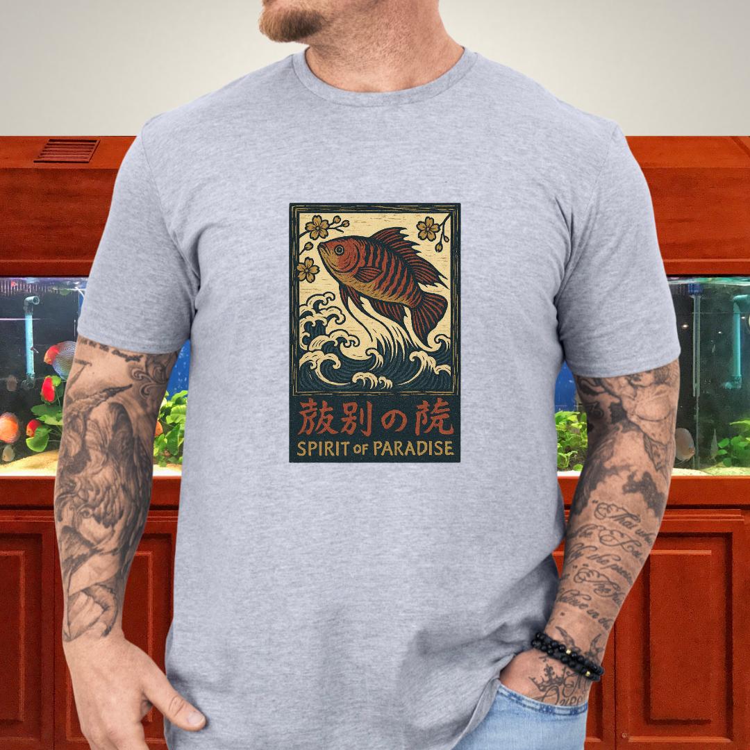 Spirit of Paradise Tee – Ukiyo-e Paradise Fish Wave Design