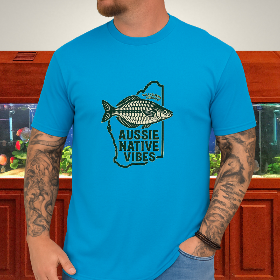 Aussie Native Vibes Tee – Western Rainbowfish Badge Design