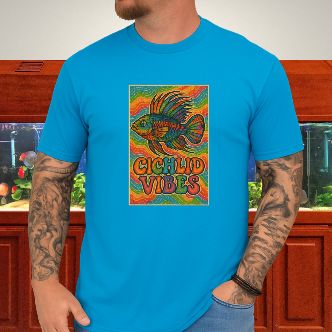 Cichlid Vibes Tee – Groovy Rainbow Apistogramma Design