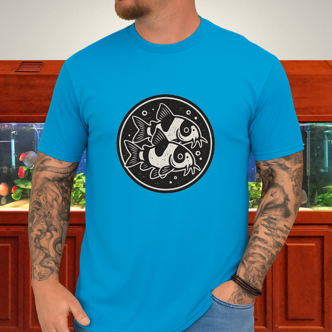 Double the Charm Tee – Panda Corydoras Retro Woodcut
