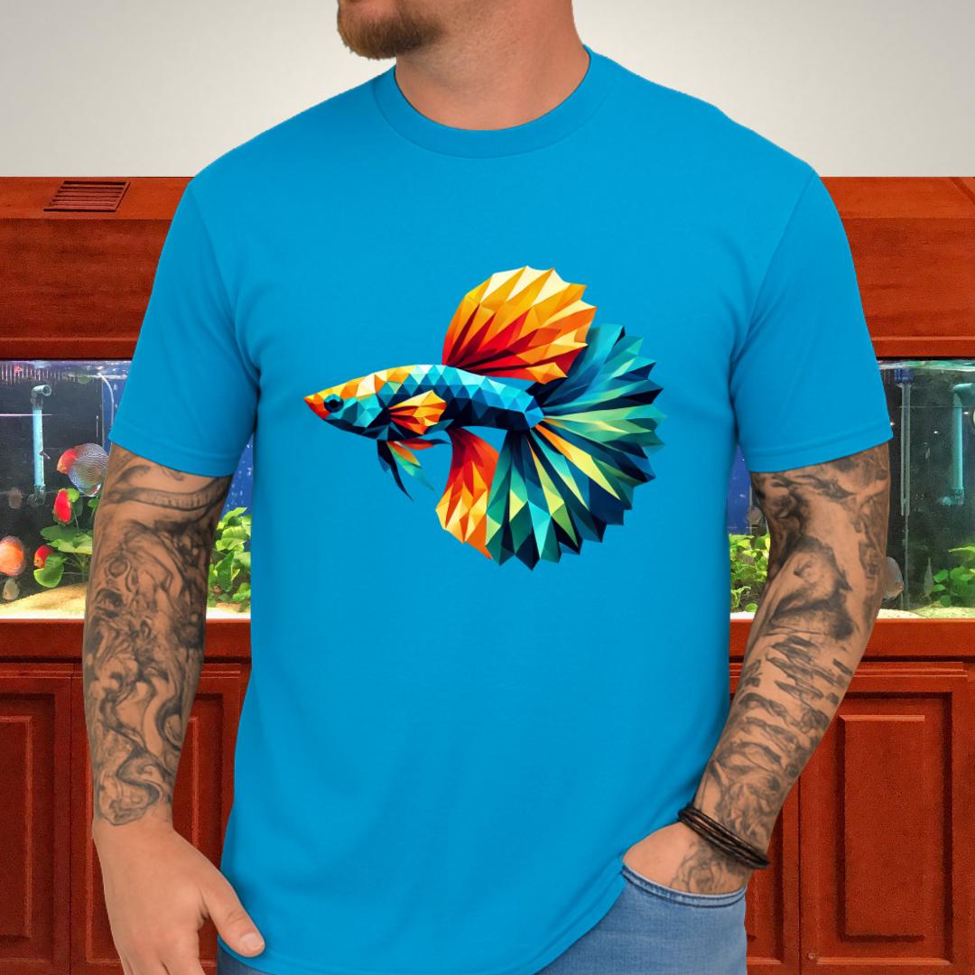 Geometric Guppy Fish T-Shirt – Polygonal Aquarium Style