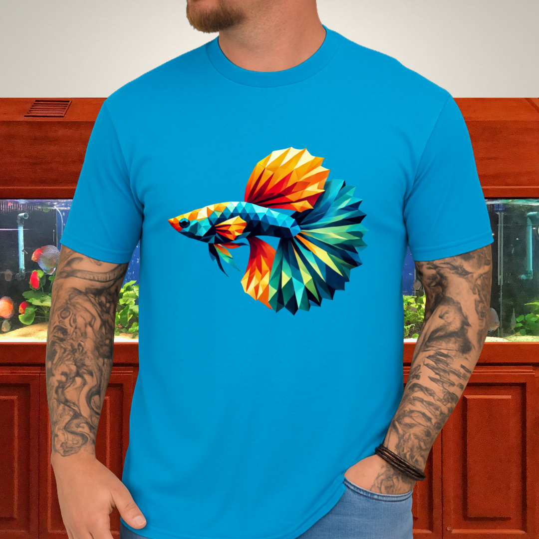 Geometric Guppy Fish T-Shirt – Polygonal Aquarium Style