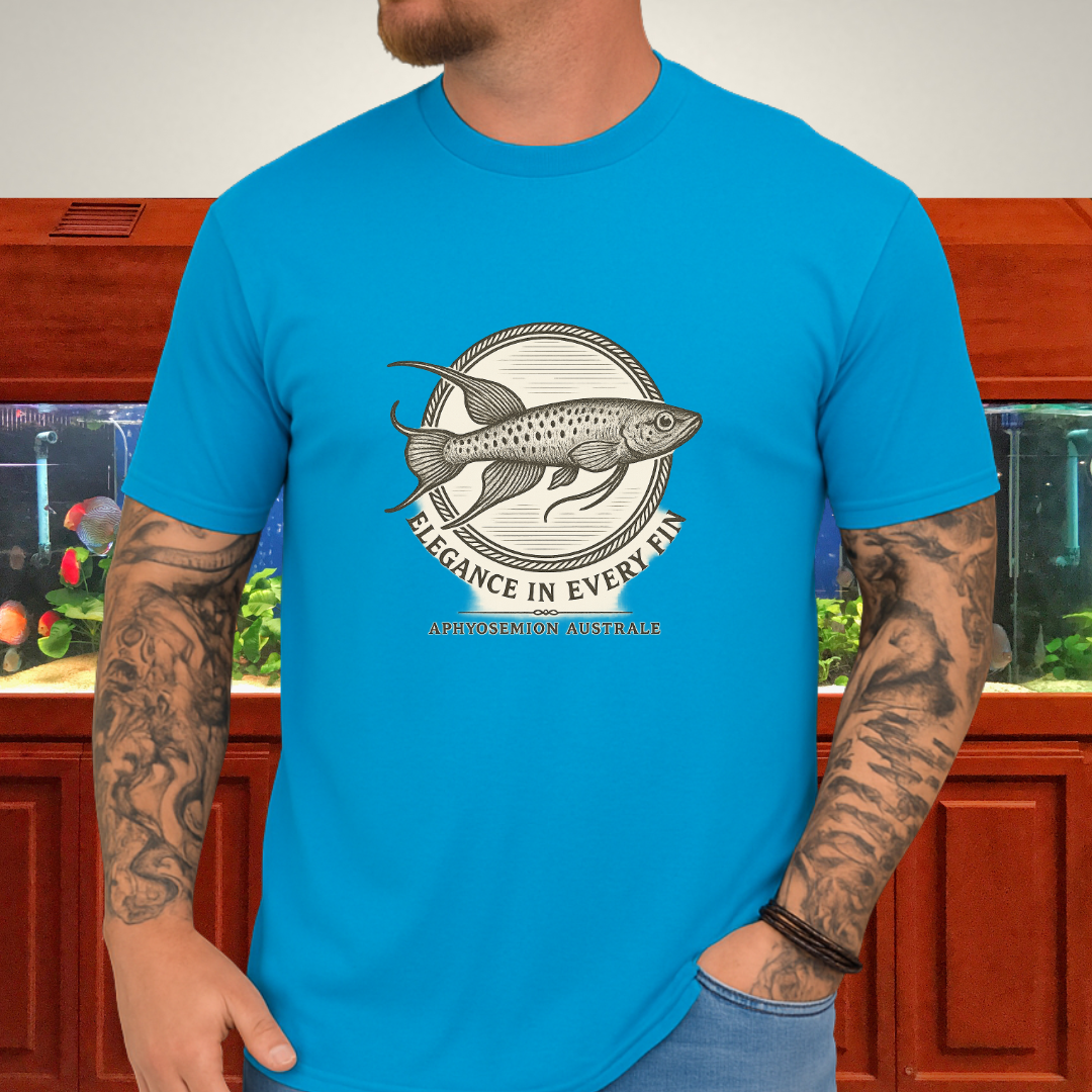 Elegance in Every Fin Tee – Lyretail Killifish Crest Design