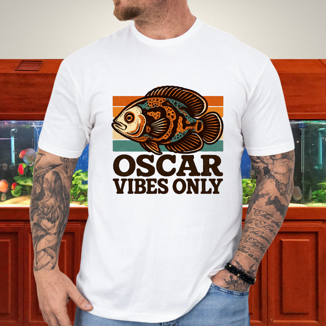 Retro Oscar Cichlid T-Shirt – 70s Groovy Fish Vibes