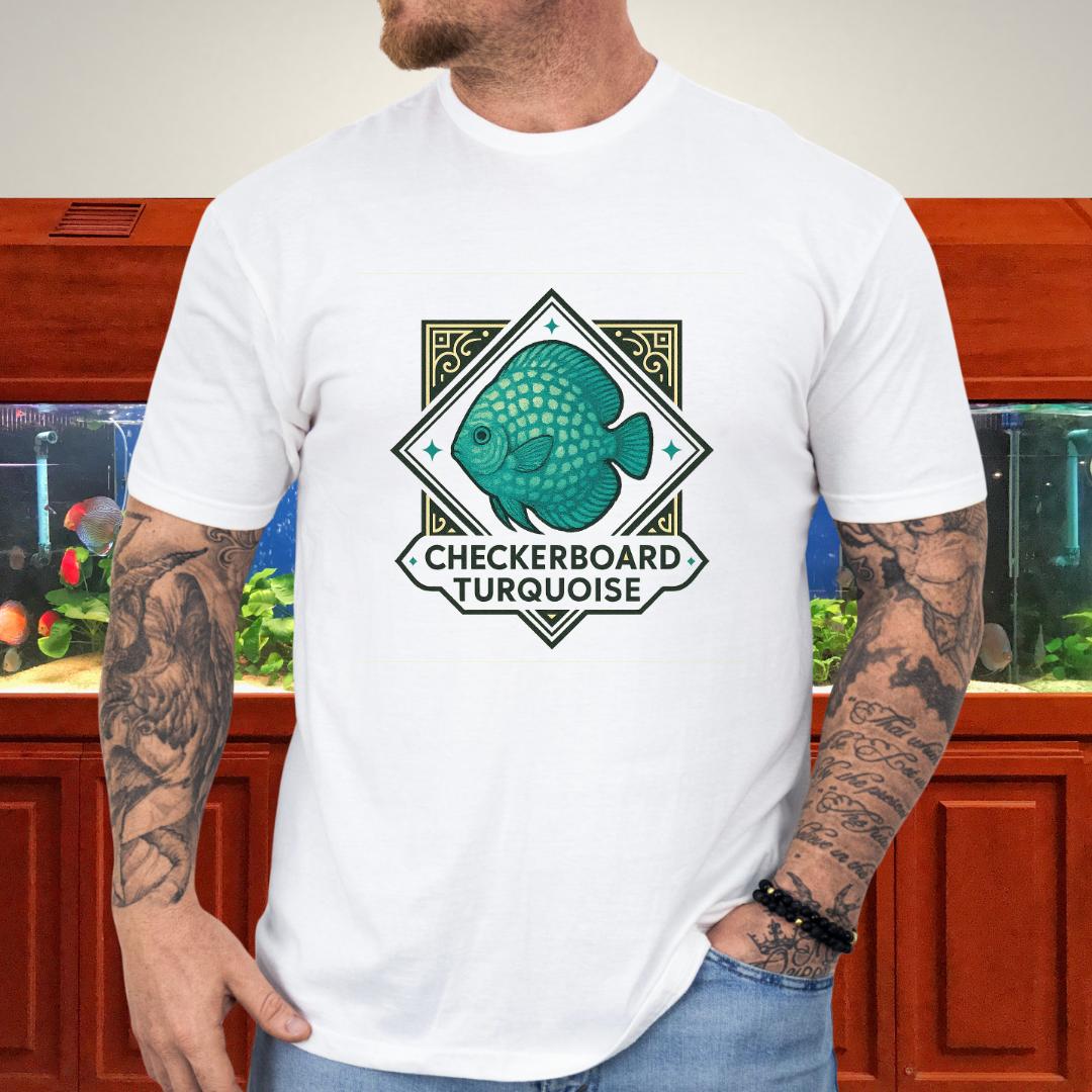 Checkerboard Turquoise Discus Nostalgia T-Shirt-T-Shirt-Fish & Friends Tees