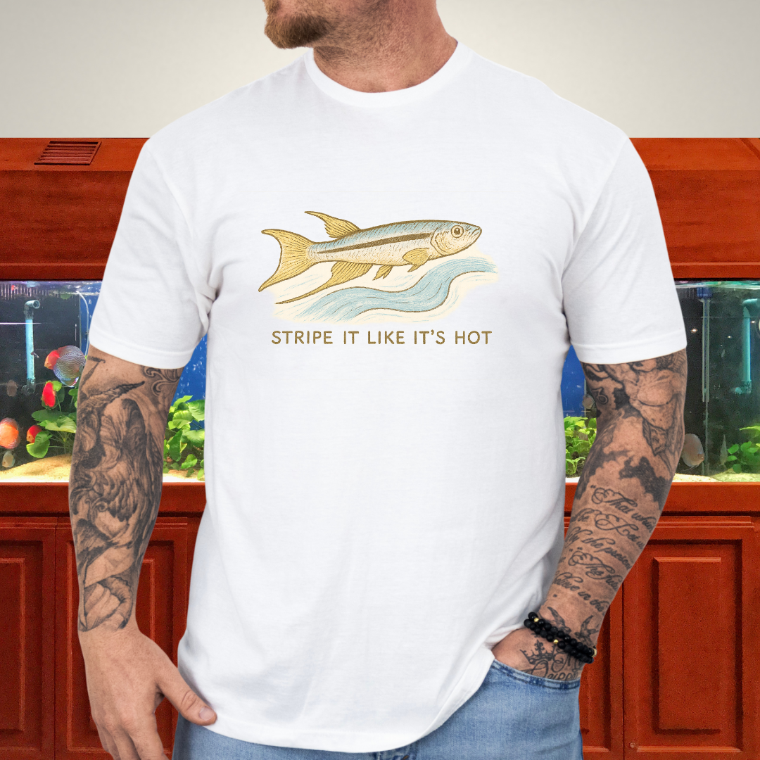 Stripe It Like It’s Hot Tee – Bivittatum Killifish Surreal Design