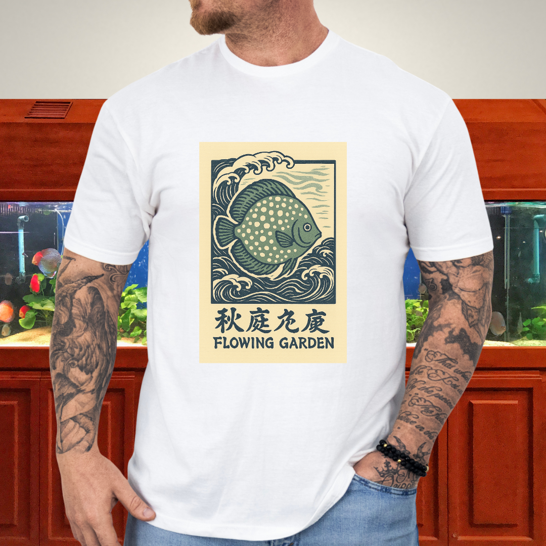 Spotted Green Discus Japanese Wave T-Shirt