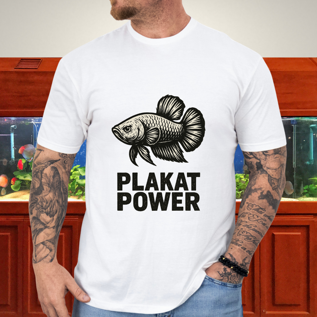 Gritty Plakat Power Betta Shirt – Linocut Style Fishkeeping Apparel