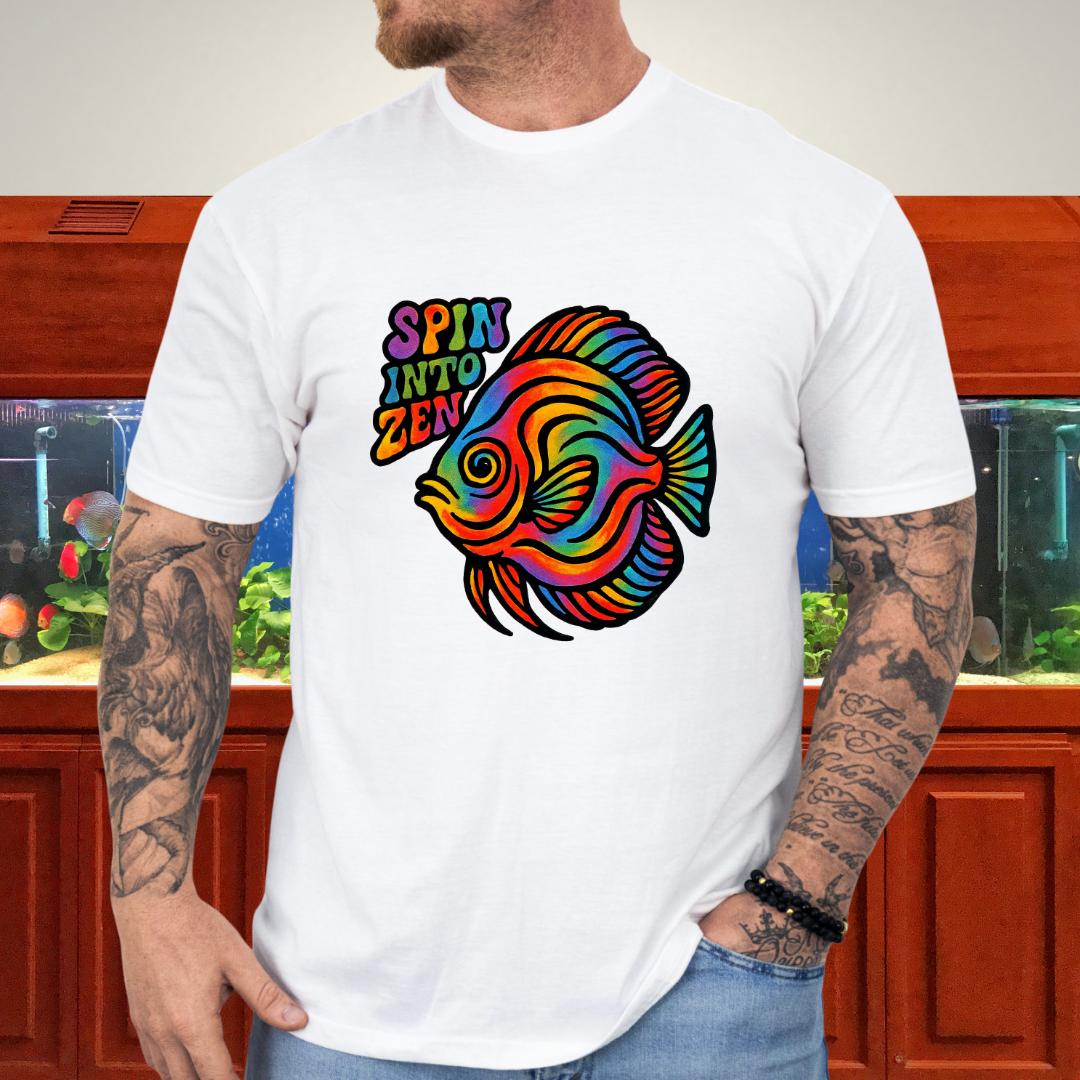 Rainbow Zen Discus Fish Tee – Psychedelic Aquarium Vibes-T-Shirt-Fish & Friends Tees