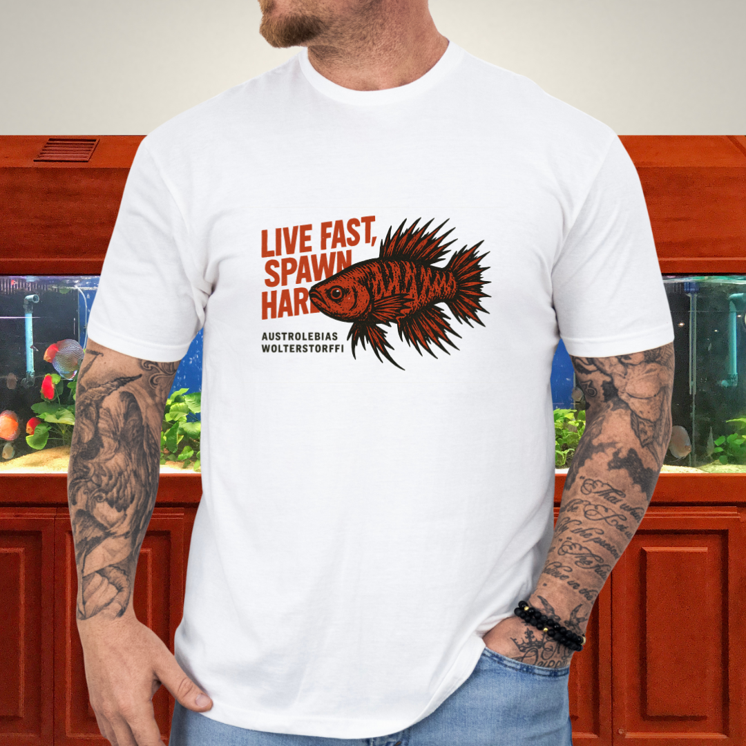 Live Fast, Spawn Hard Tee – Wolterstorffi Killifish Punk Design
