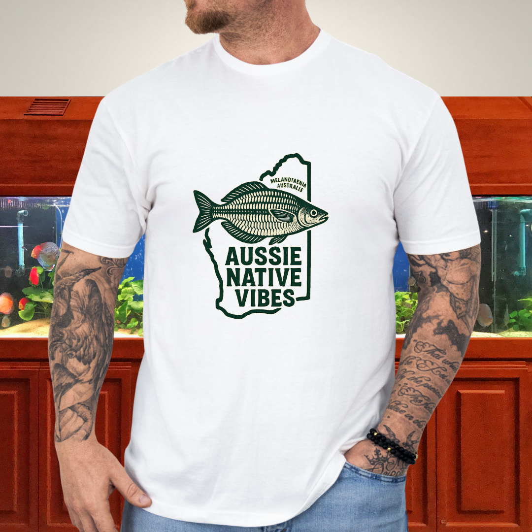 Aussie Native Vibes Tee – Western Rainbowfish Badge Design