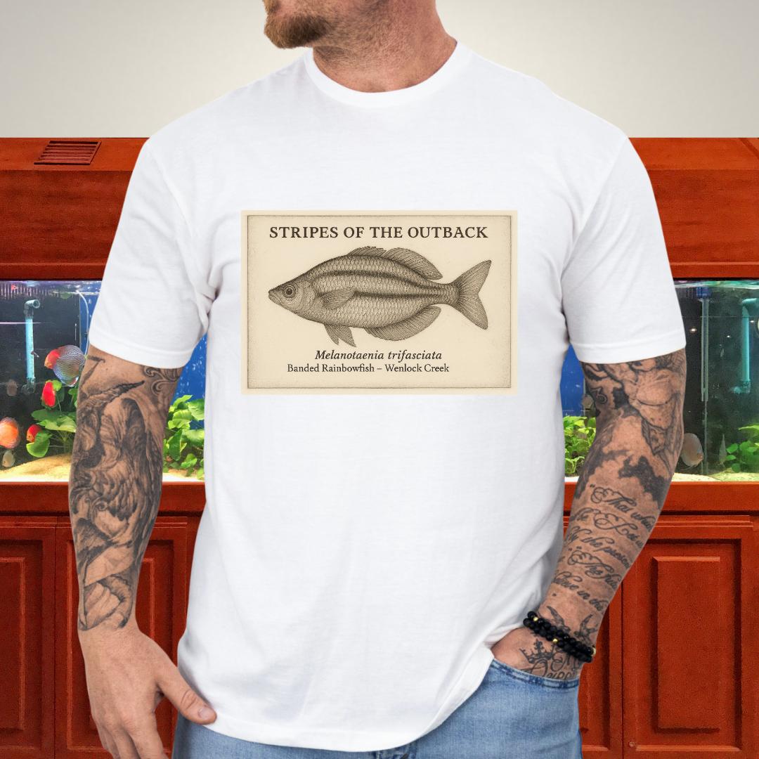 Stripes of the Outback Tee – Banded Rainbowfish Engraving
