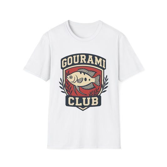 Gourami Club Tee – Retro Crest Three-Spot Gourami Design