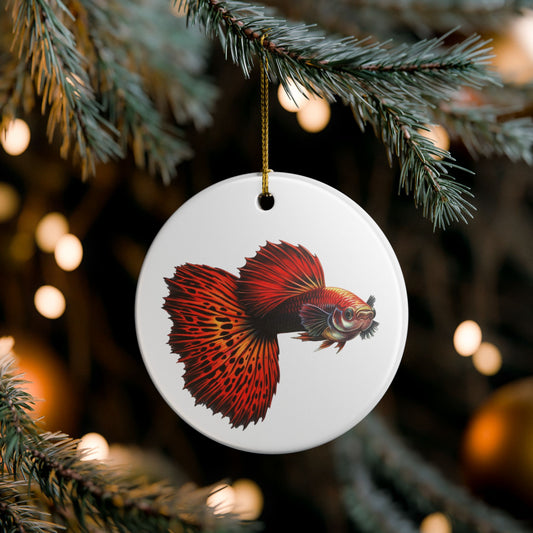 Red Mosaic Guppy Ornament