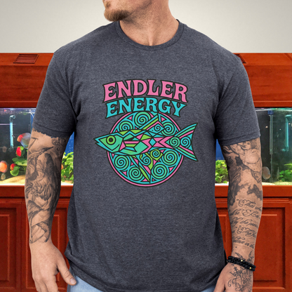 Neon Endler Mandala Tee – Geometric Fish Design