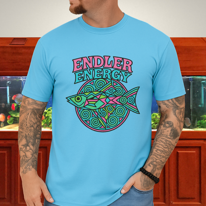 Neon Endler Mandala Tee – Geometric Fish Design
