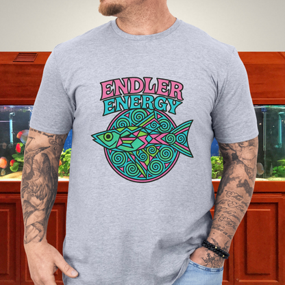 Neon Endler Mandala Tee – Geometric Fish Design