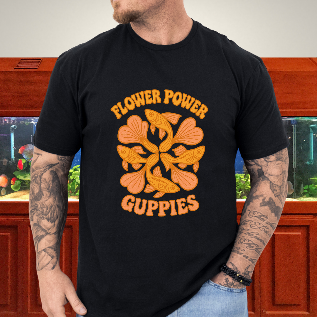 Flower Power Guppies Retro Aquarium T-Shirt