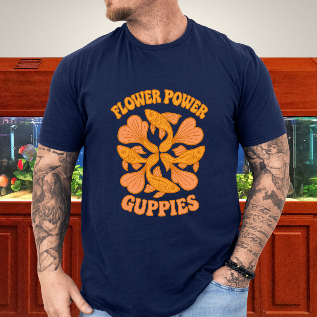 Flower Power Guppies Retro Aquarium T-Shirt