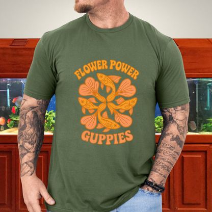 Flower Power Guppies Retro Aquarium T-Shirt