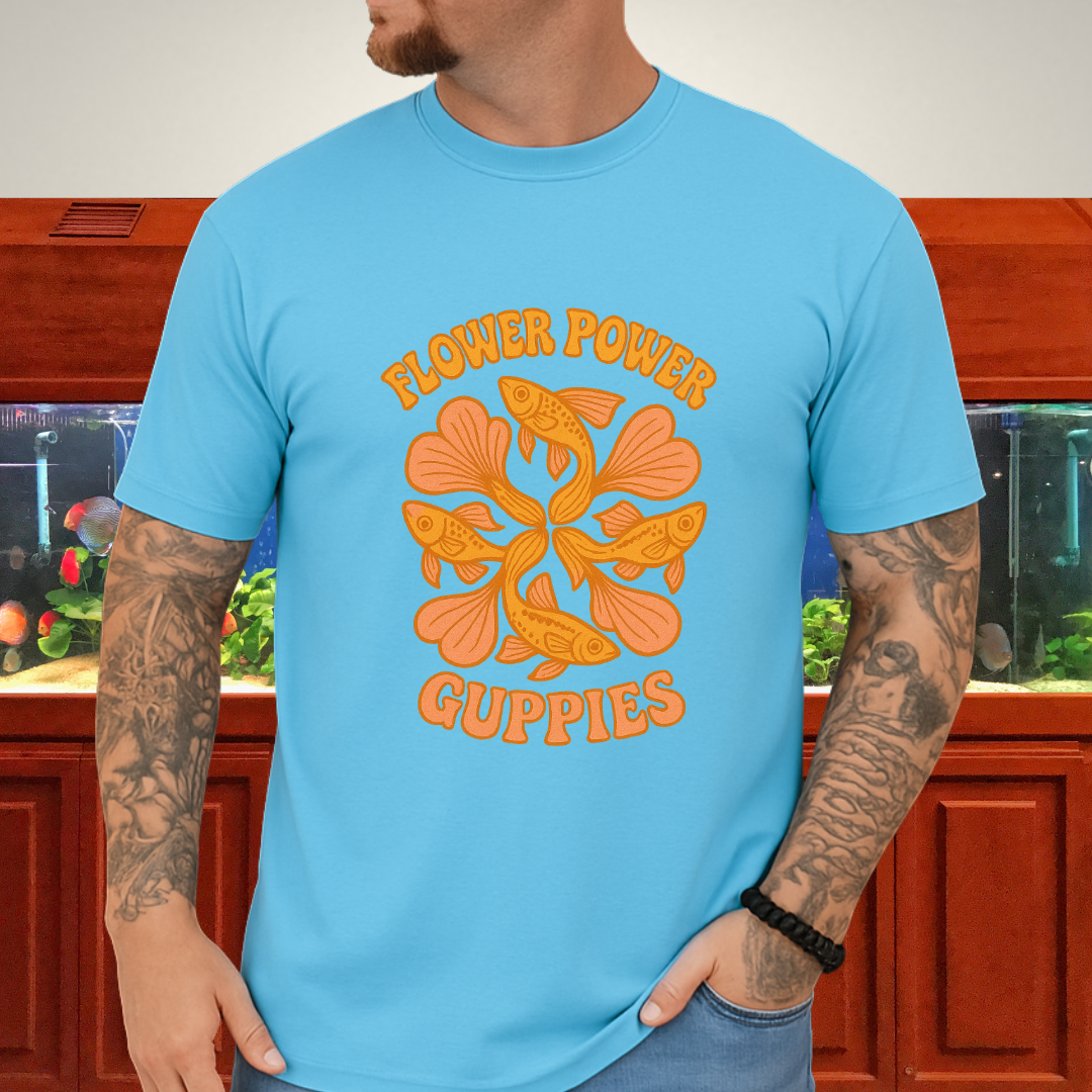Flower Power Guppies Retro Aquarium T-Shirt