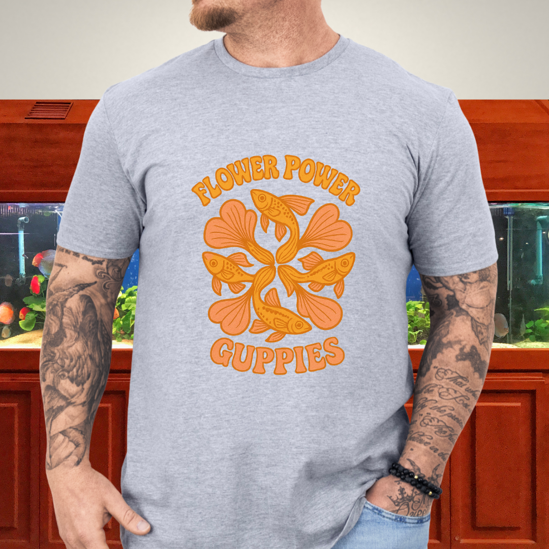 Flower Power Guppies Retro Aquarium T-Shirt