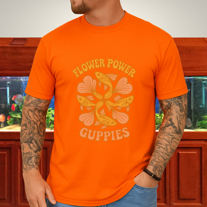 Flower Power Guppies Retro Aquarium T-Shirt