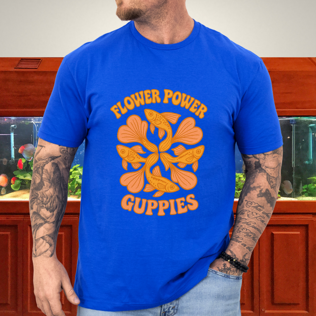 Flower Power Guppies Retro Aquarium T-Shirt