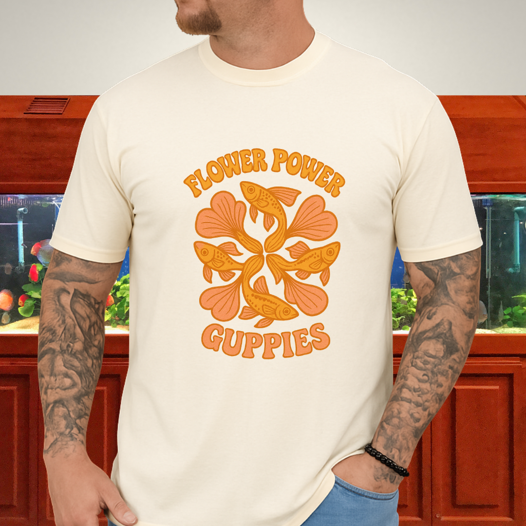 Flower Power Guppies Retro Aquarium T-Shirt
