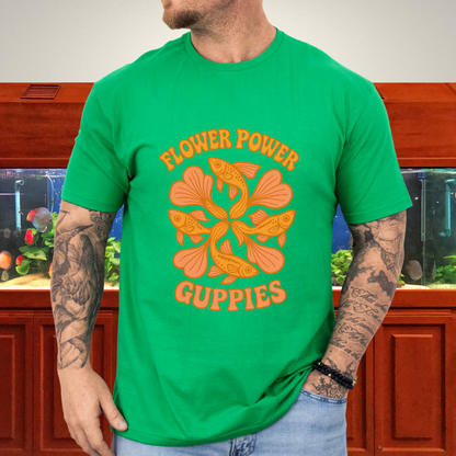 Flower Power Guppies Retro Aquarium T-Shirt