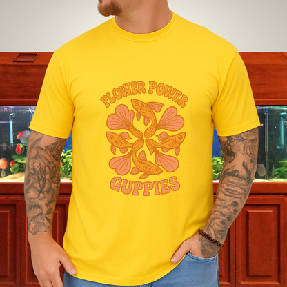 Flower Power Guppies Retro Aquarium T-Shirt