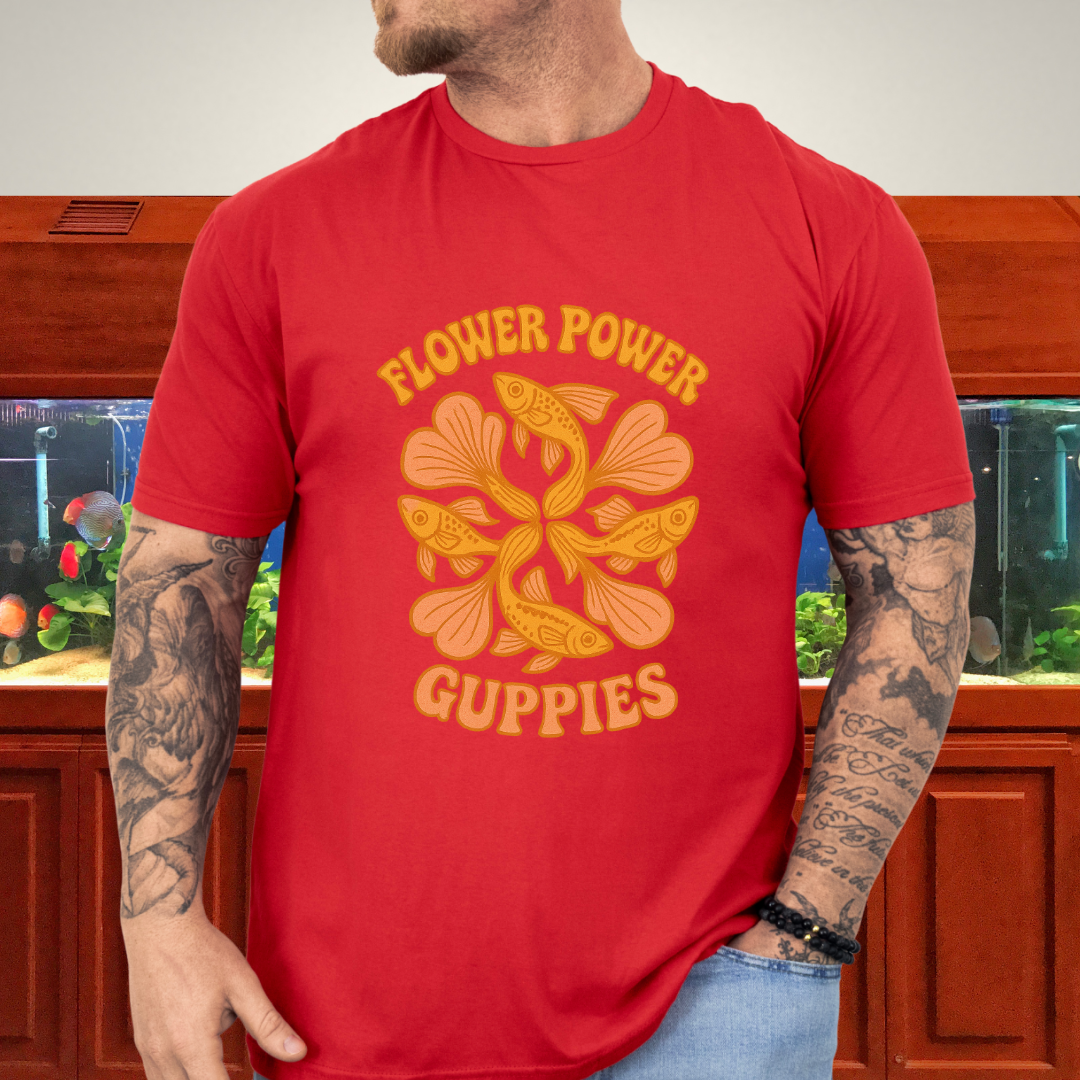 Flower Power Guppies Retro Aquarium T-Shirt