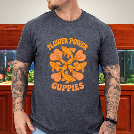 Flower Power Guppies Retro Aquarium T-Shirt