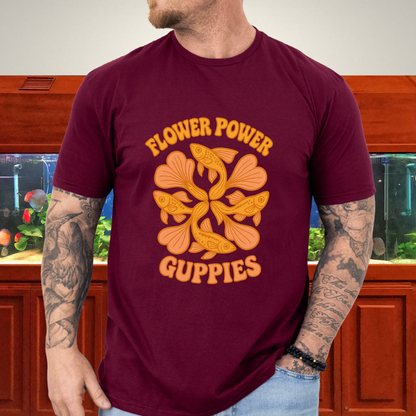 Flower Power Guppies Retro Aquarium T-Shirt