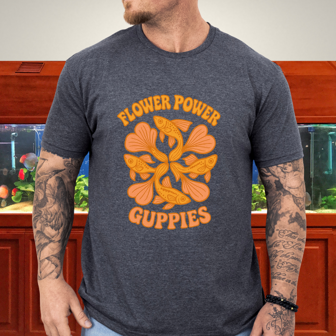 Flower Power Guppies Retro Aquarium T-Shirt