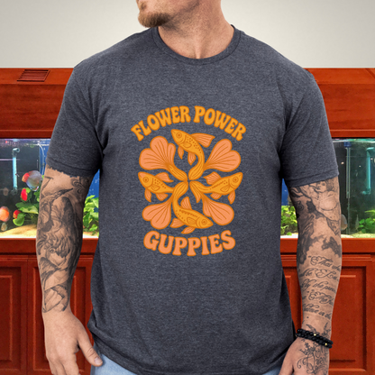 Flower Power Guppies Retro Aquarium T-Shirt