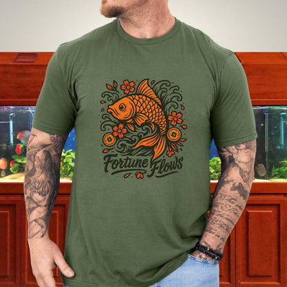 Fortune Flows Tattoo-Style Koi T-Shirt