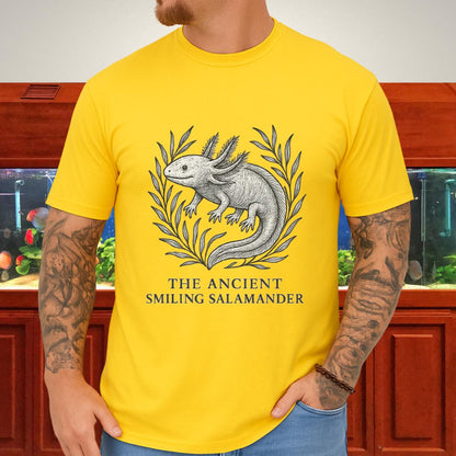 Ancient Smiling Salamander Axolotl Etching T-Shirt