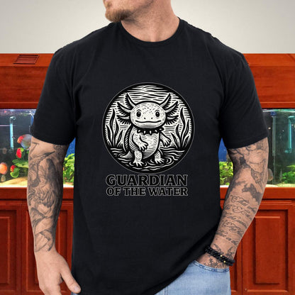 Guardian of the Water Axolotl Woodcut T-Shirt