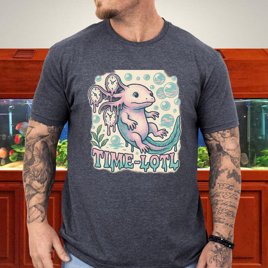 Melting Clock Axolotl Tee – Surreal Pastel Design