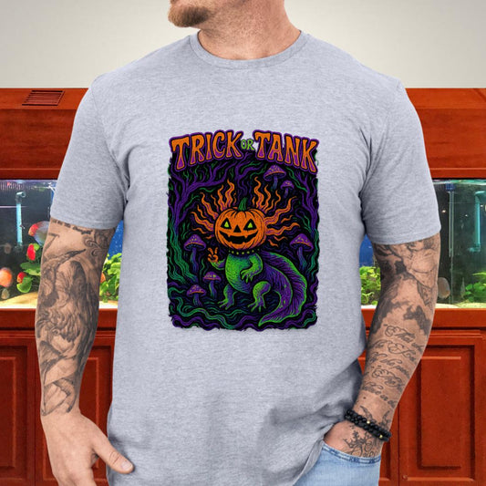 Trick or Tank Psychedelic Halloween Axolotl T-Shirt