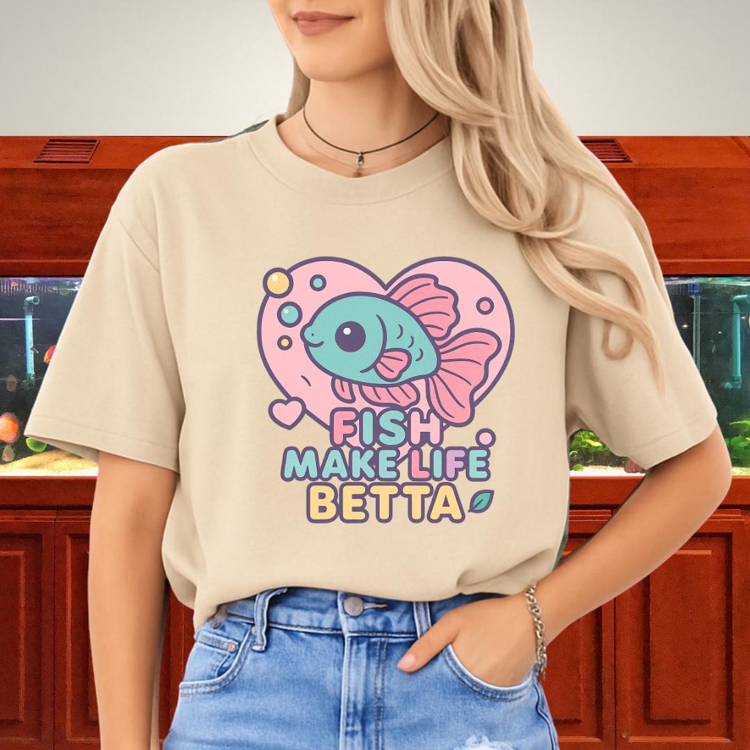 Heart Bubble Frame Betta Fish Tee – Fish Make Life Betta-T-Shirt-Fish &amp; Friends Tees