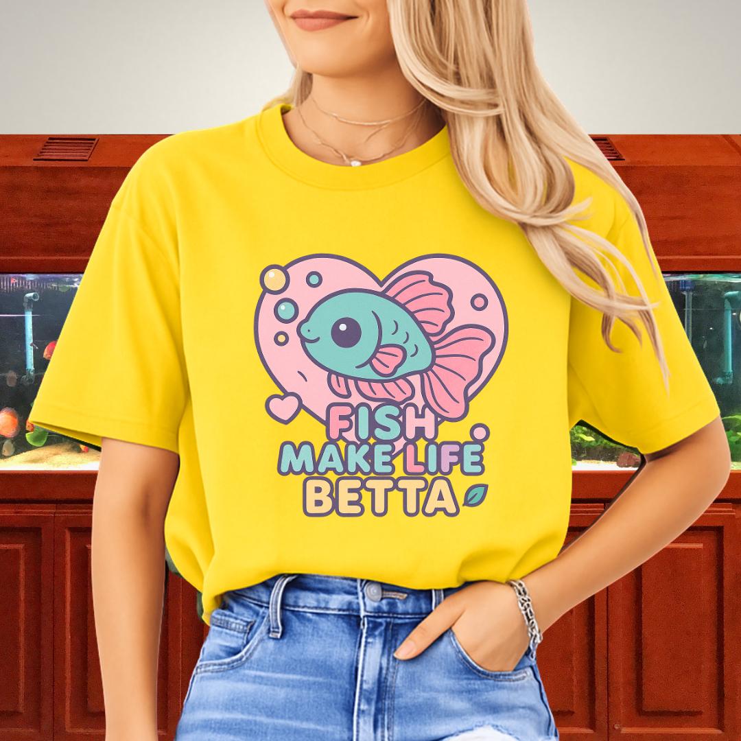 Heart Bubble Frame Betta Fish Tee – Fish Make Life Betta-T-Shirt-Fish &amp; Friends Tees