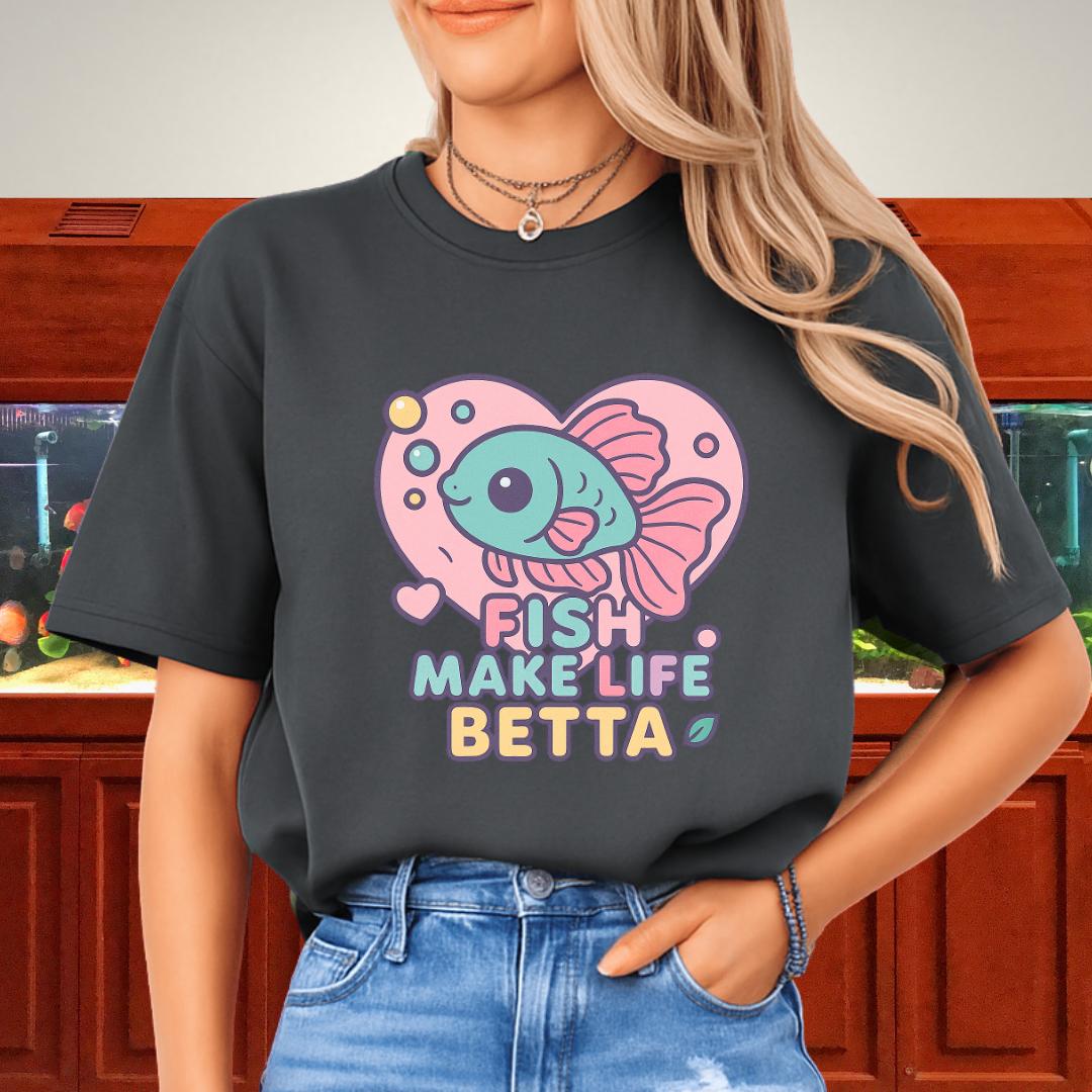 Heart Bubble Frame Betta Fish Tee – Fish Make Life Betta-T-Shirt-Fish &amp; Friends Tees