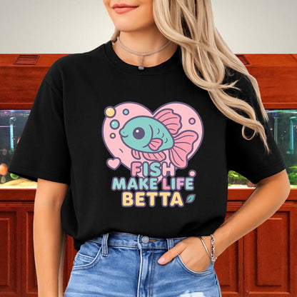 Heart Bubble Frame Betta Fish Tee – Fish Make Life Betta-T-Shirt-Fish &amp; Friends Tees