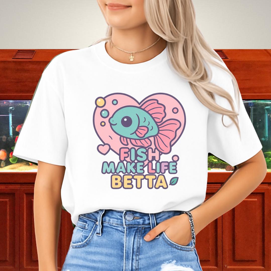 Heart Bubble Frame Betta Fish Tee – Fish Make Life Betta-T-Shirt-Fish &amp; Friends Tees