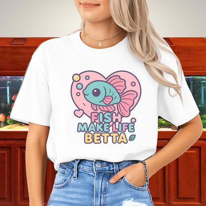 Heart Bubble Frame Betta Fish Tee – Fish Make Life Betta-T-Shirt-Fish &amp; Friends Tees