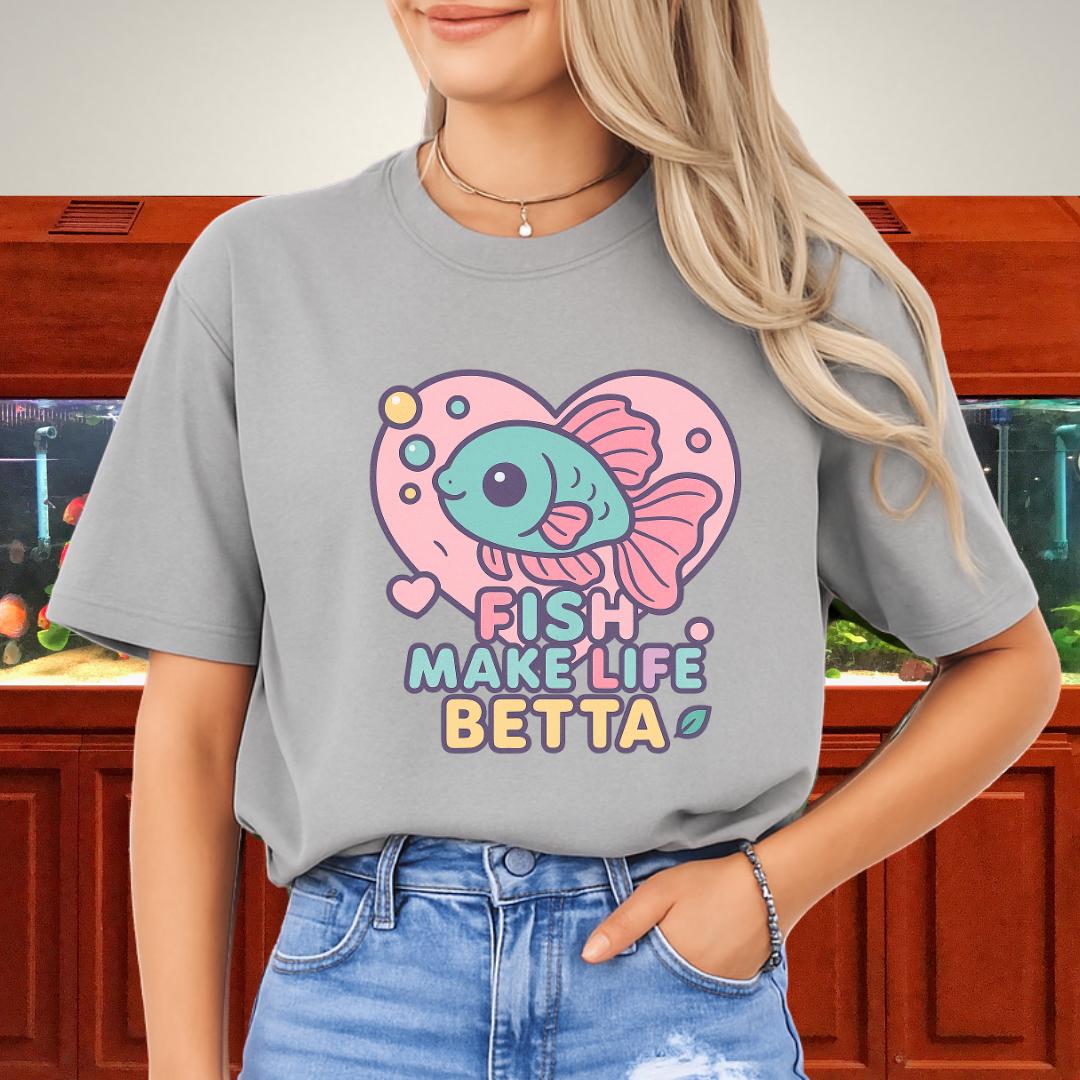 Heart Bubble Frame Betta Fish Tee – Fish Make Life Betta-T-Shirt-Fish &amp; Friends Tees